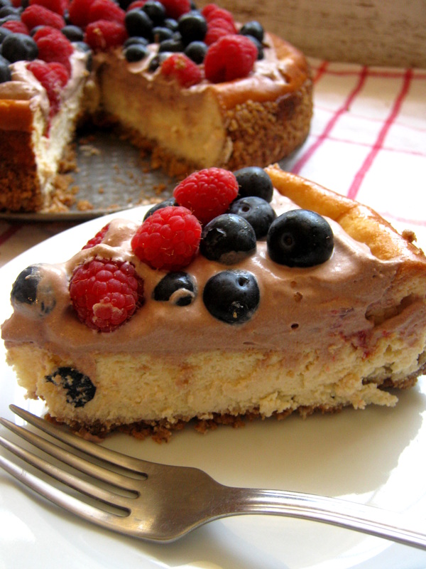 a slice of the Summer Berry Topped Cheesecake