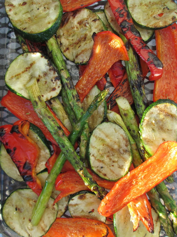 close up of the summer grilled mixed vegetables
