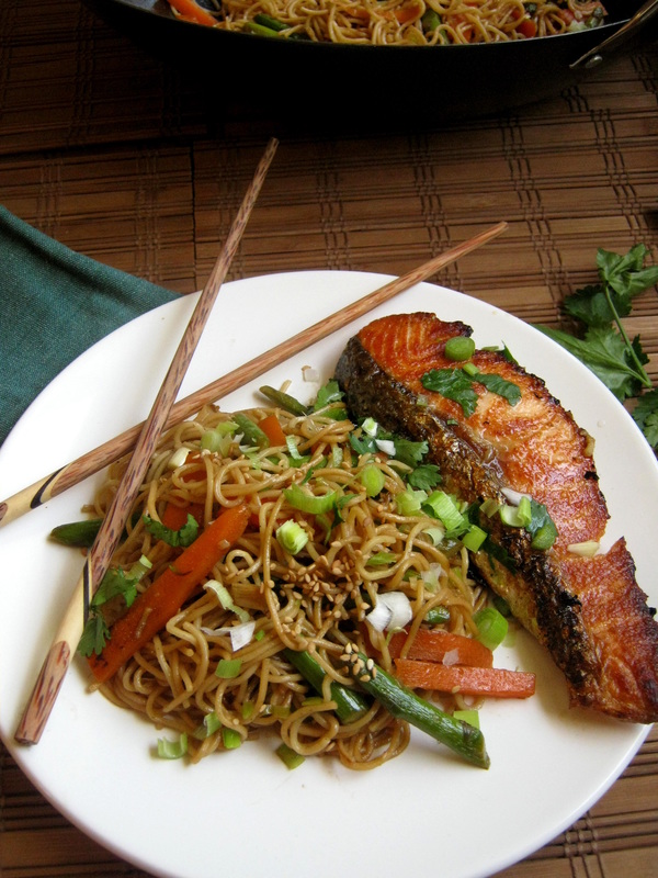 Teriyaki Salmon And Stir Fry Noodles - Julia's Cuisine