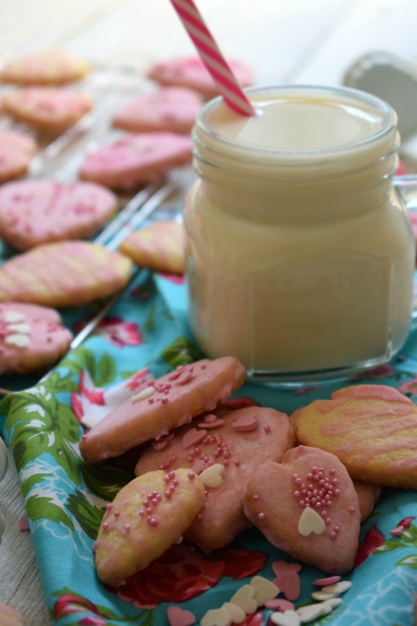 Valentine's Day cookies and milk