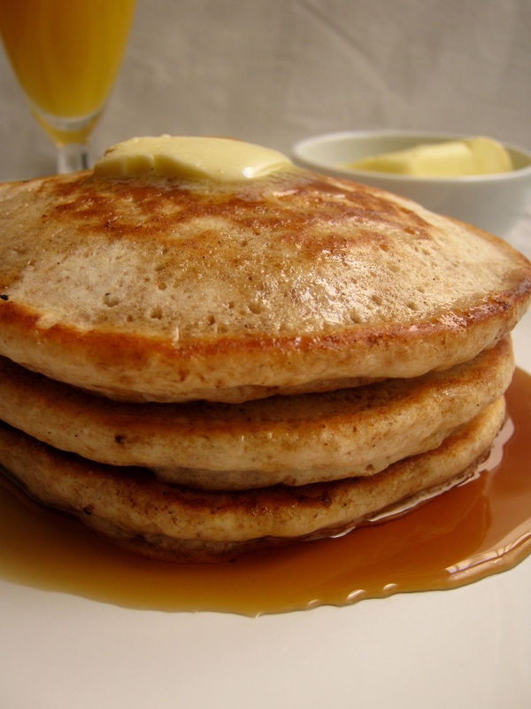 a stack of whole wheat pancakes