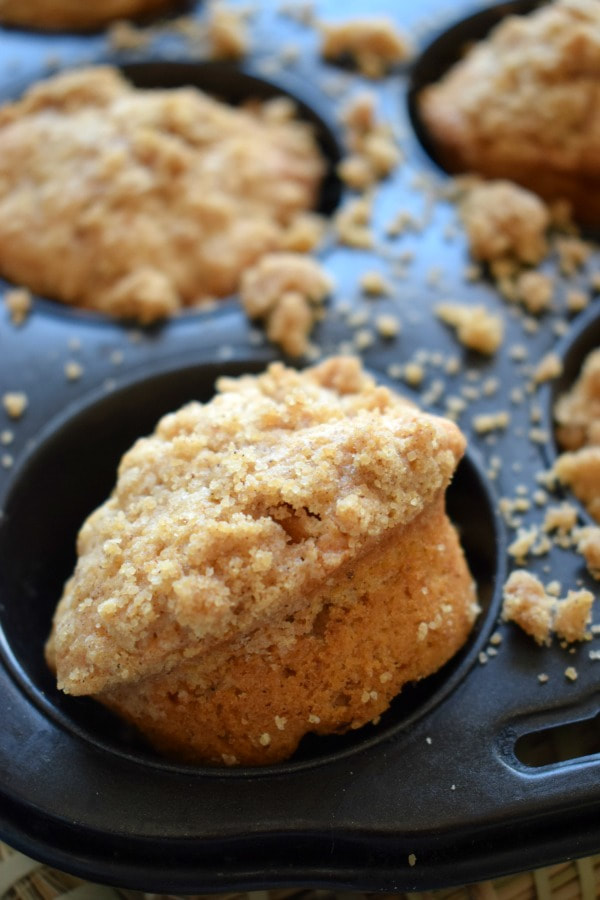 close up view of the apple cinnamon muffins