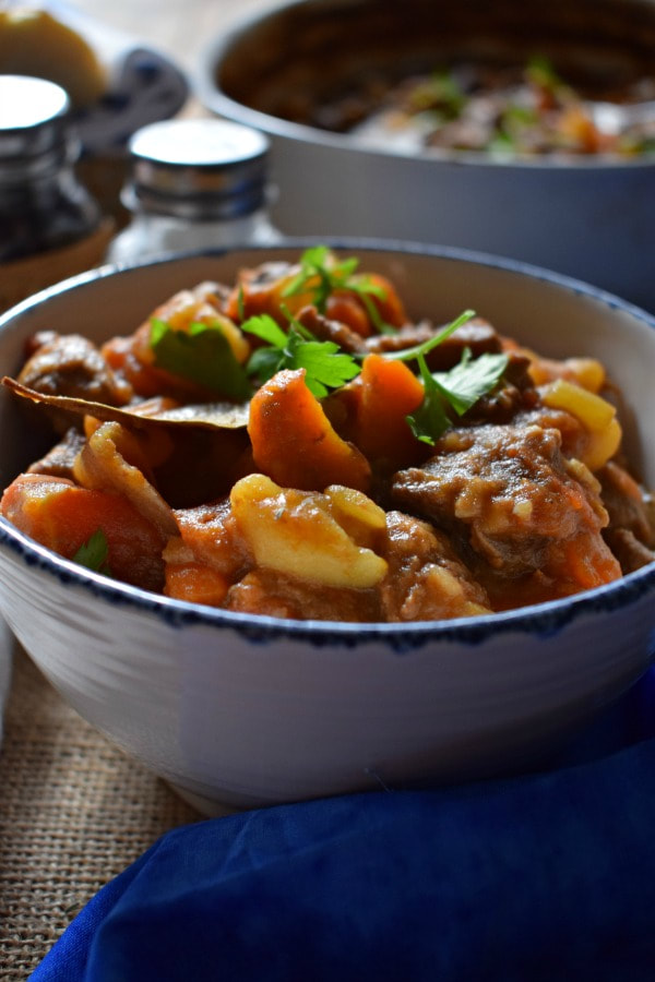 close up of beef stew