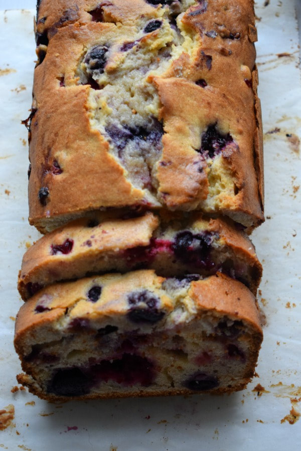 Overhead shot of the Very Berry Loaf Cake