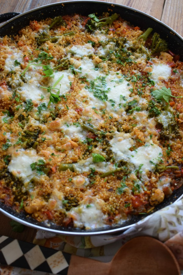 Stove Top Chicken & Quinoa in a serving dish