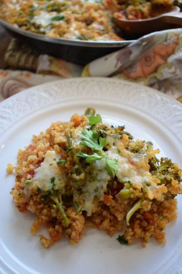 Stove Top Chicken & Quinoa on a plate with a napkin
