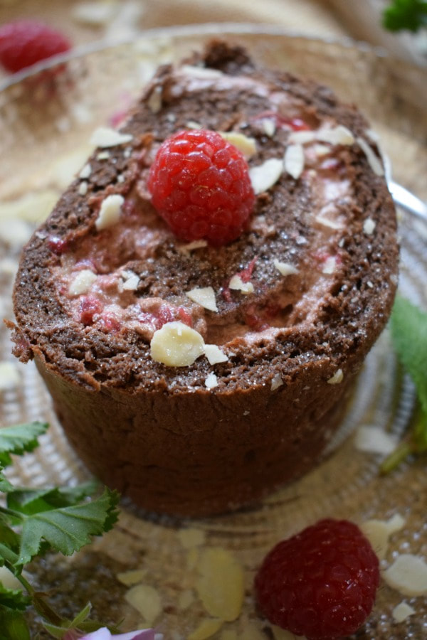a slice of the Chocolate Raspberry Roulade 