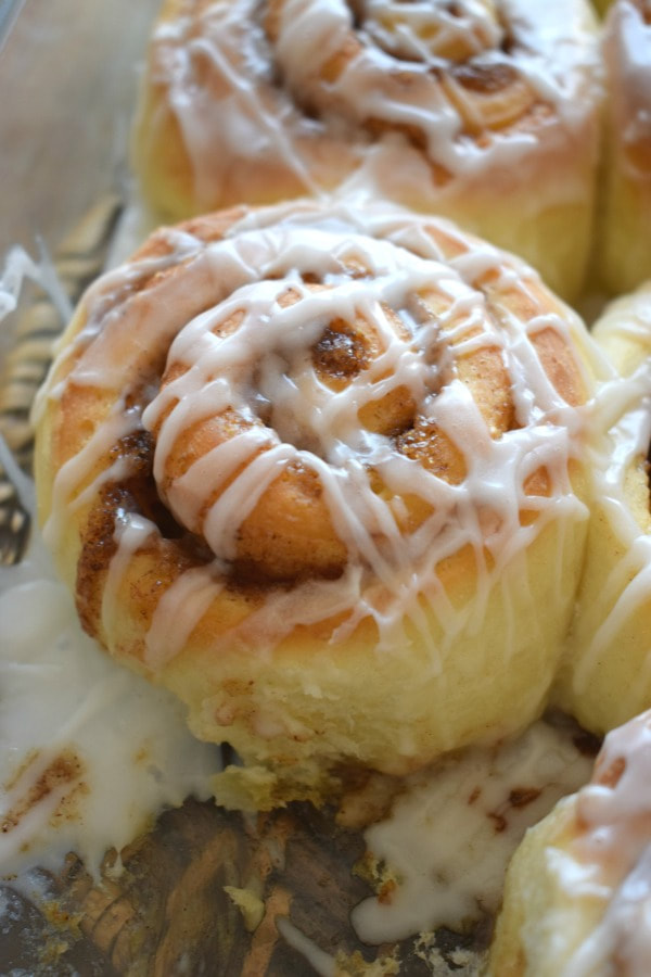 close up of a cinnamon roll