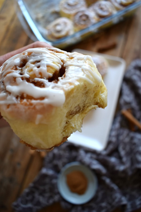 close up of a cinnamon roll