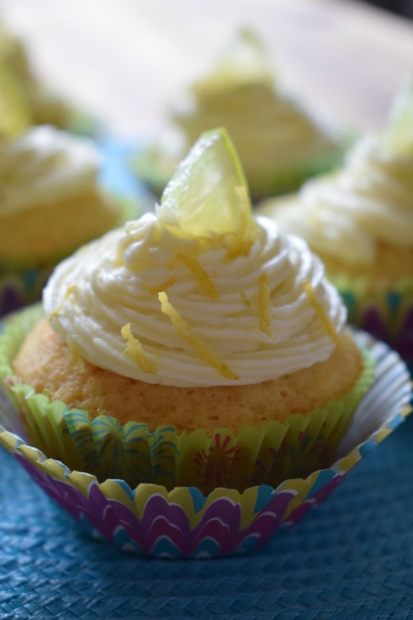 close up of lemon and lime cupcakes