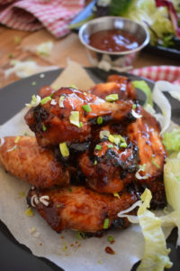 close up of the sticky honey garlic wings