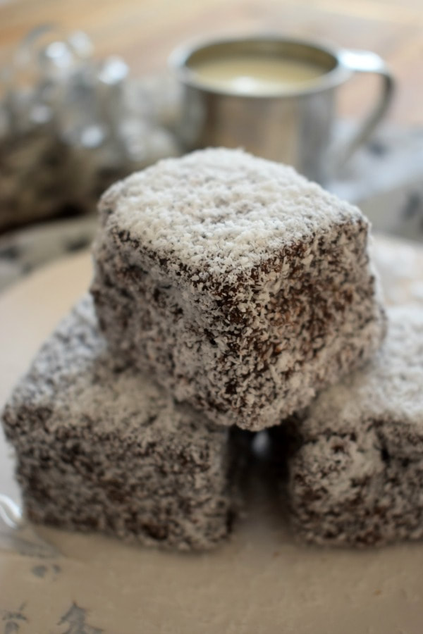 A stack of lamingtons