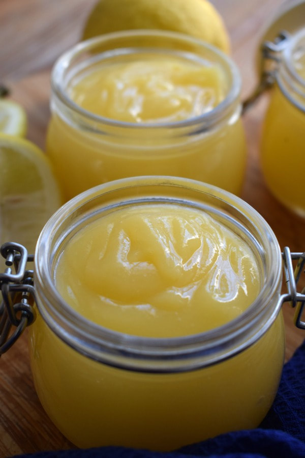 homemade lemon curd in glass jars