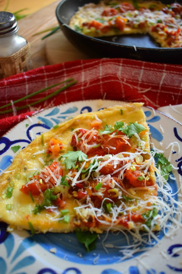 Cherry Tomato Omelette on a plate