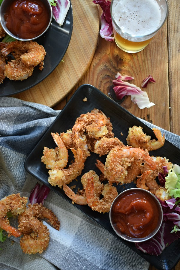 Table setting of the Sesame and Panko Crusted Fried Shrimp