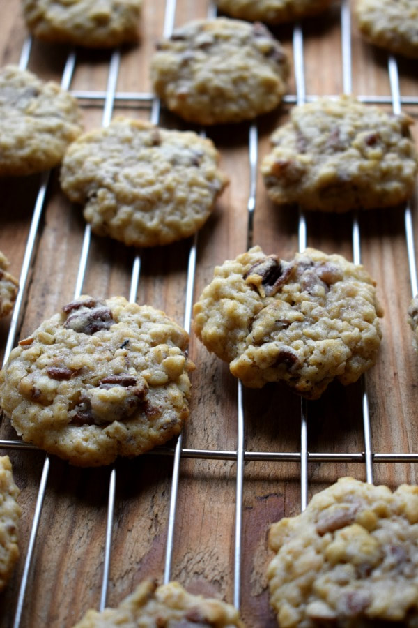 Pecan Oatmeal Cookies on a baking tray