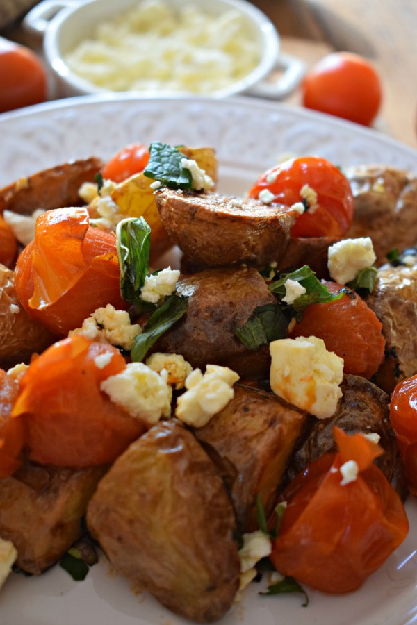 Close up of the Roasted Potato and Cherry Tomato Salad