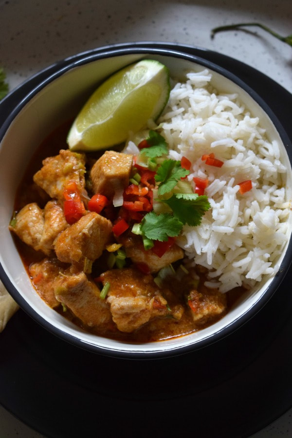 Red Thai Chicken Curry in a Bowl