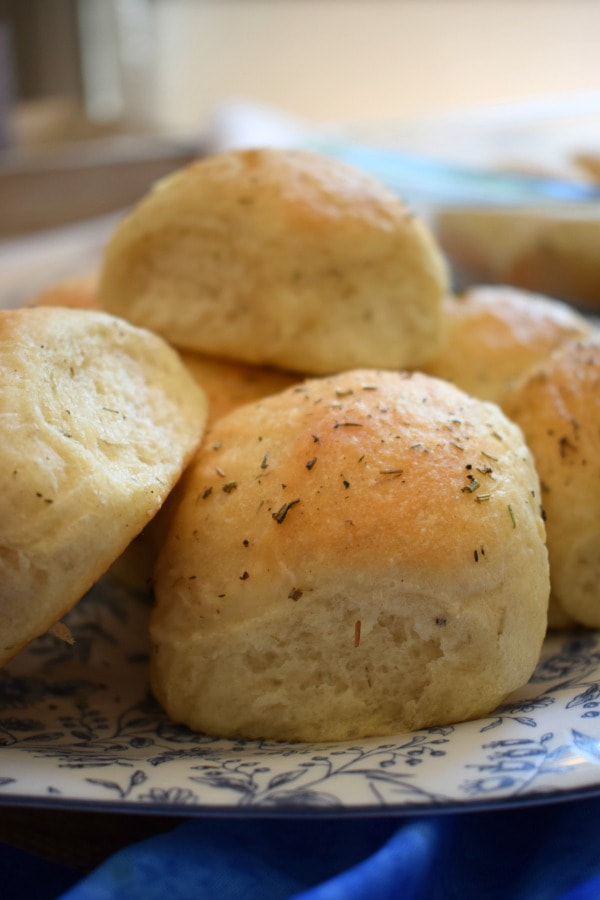 close up of the herb dinner rolls