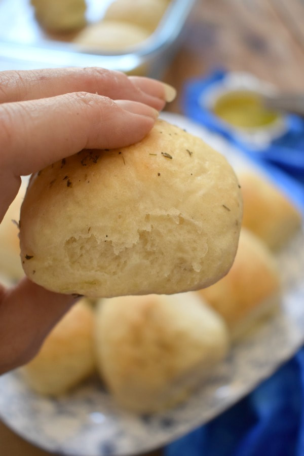 close up of herb dinner rolls