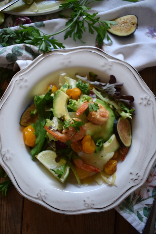 over head view of the Summer Shrimp Salad