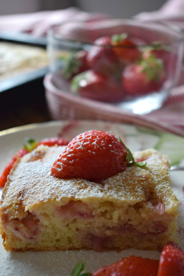 close up of the Strawberry Snacking Cake