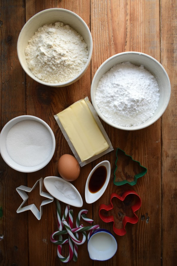 ingredients to make the butter cream topped sugar cookies