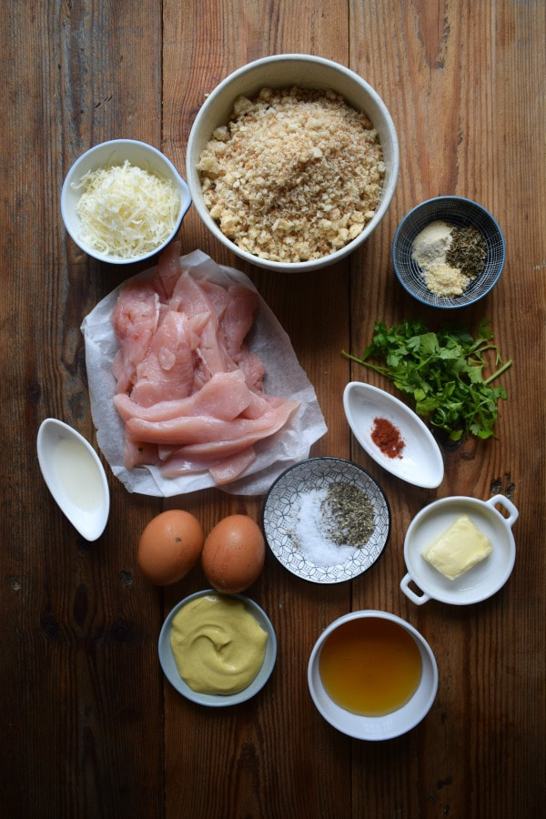 Ingredients to make the parmesan crusted turkey tenders