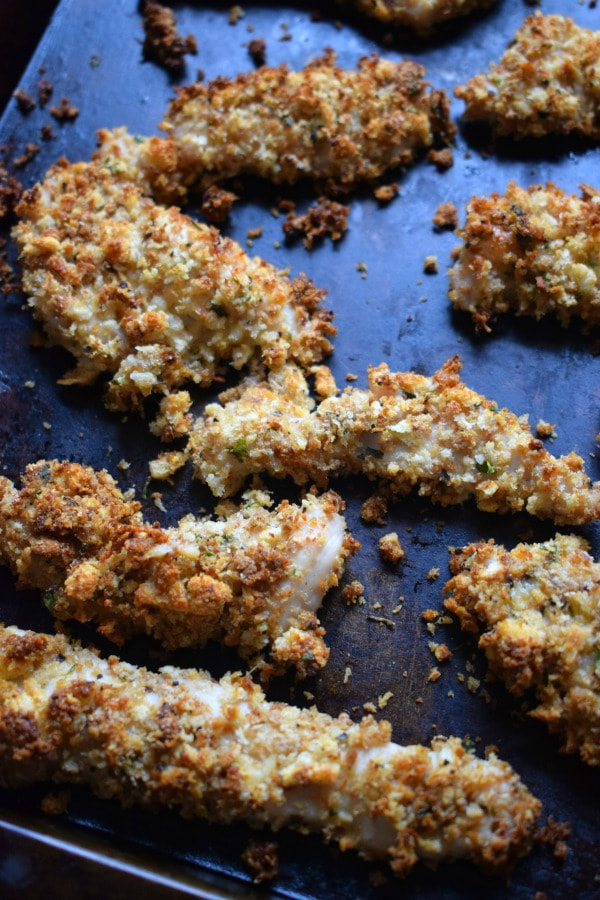 Close up of the parmesan crusted turkey tenders