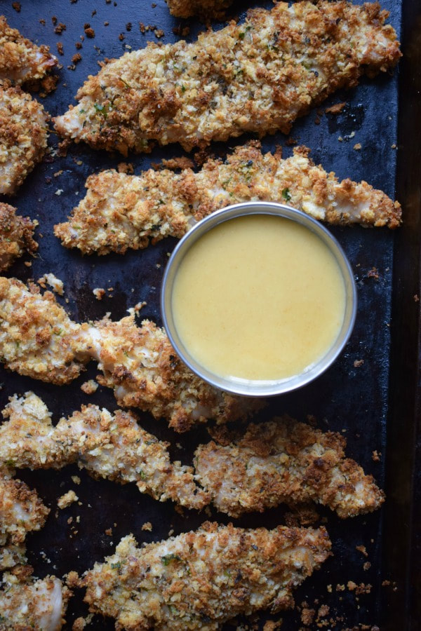 Turkey tenders with a mustard dipping sauce