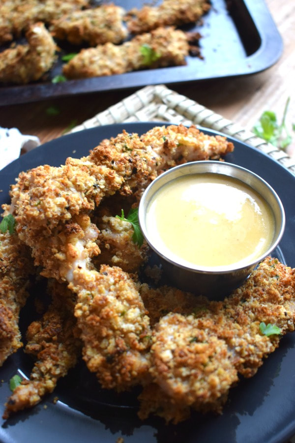 Parmesan Crusted Turkey Tenders with a dip