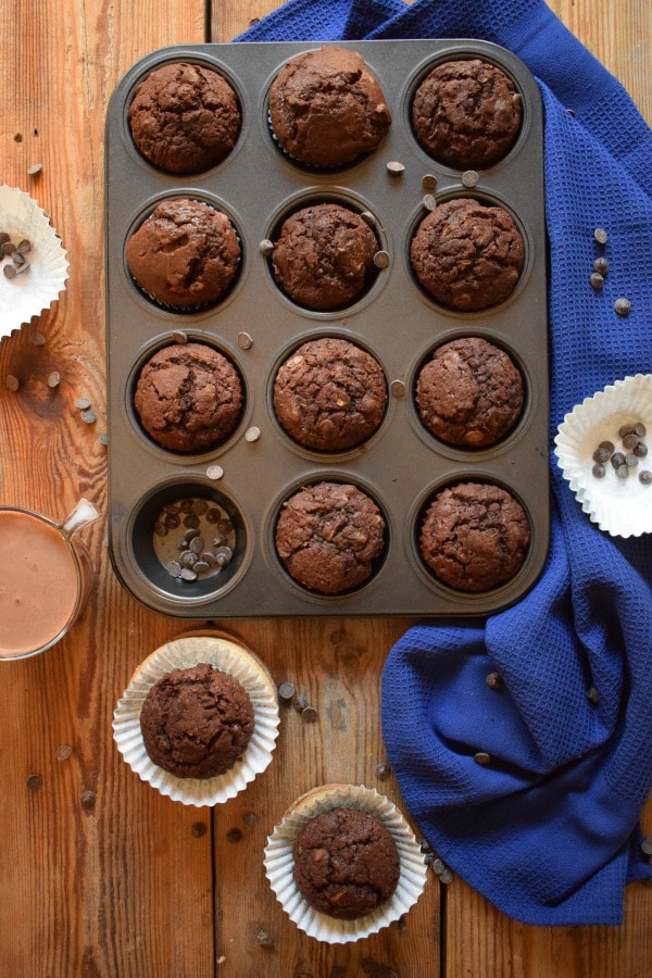 Overhead view of the Chocolate Zucchini Muffins