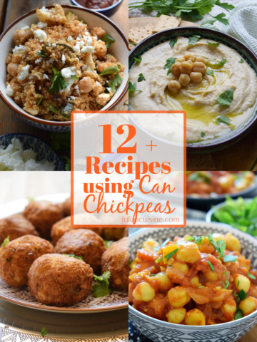 Photo collage of recipes using chickpeas