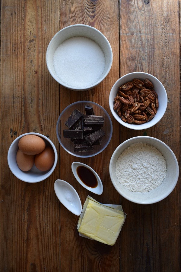 Ingredients to make the Chocolate Pecan Brownies