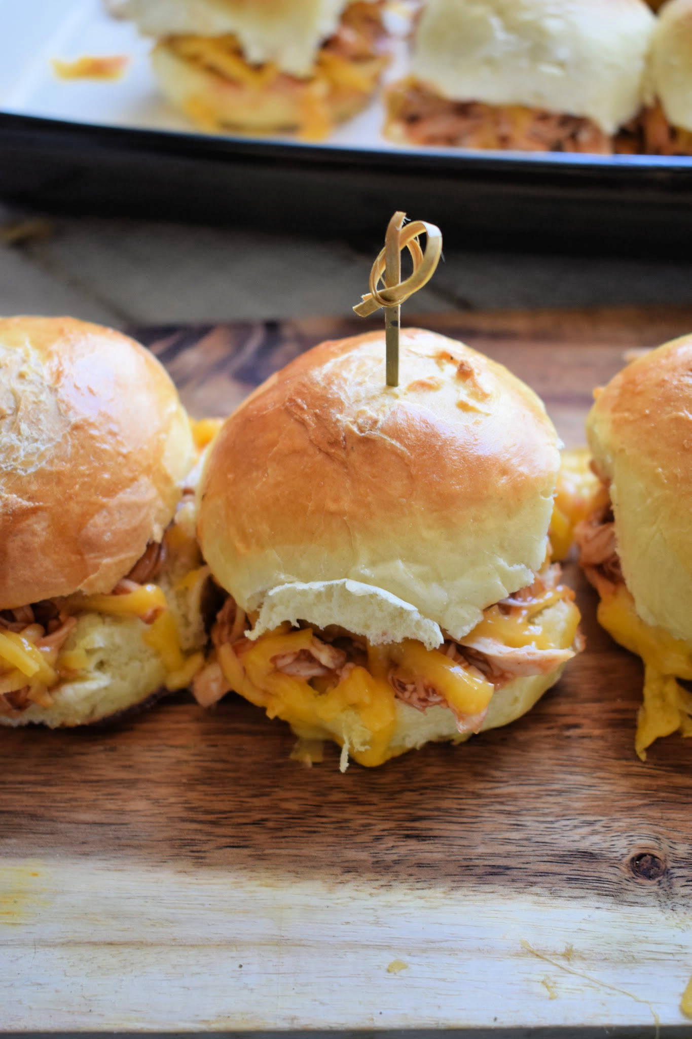 Cheesy Barbecue Chicken Sliders Julia S Cuisine