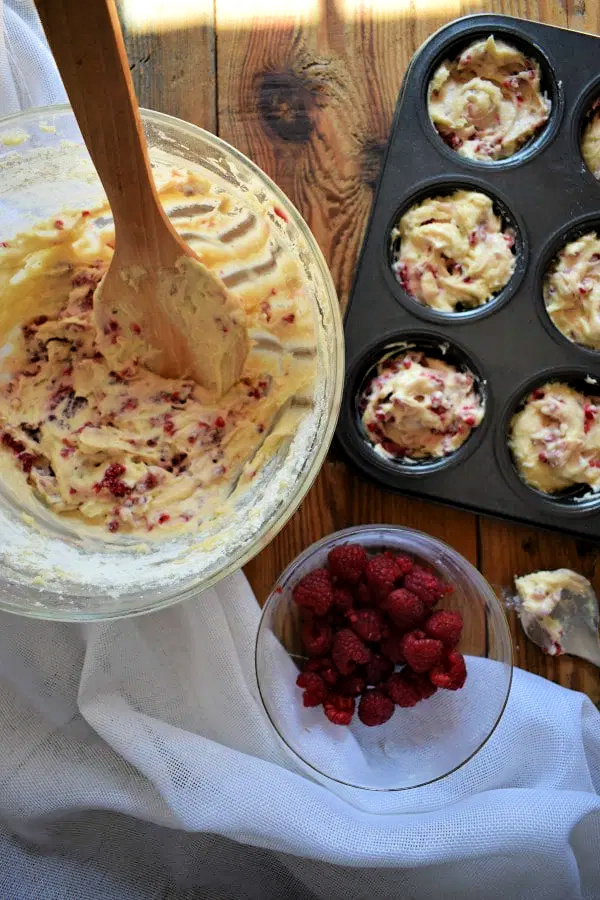 Ingredients to make the Greek Yogurt Raspberry Muffins