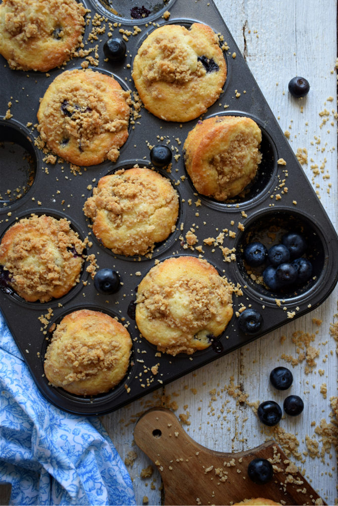 Blueberry Strudel Muffins in a baking tray
