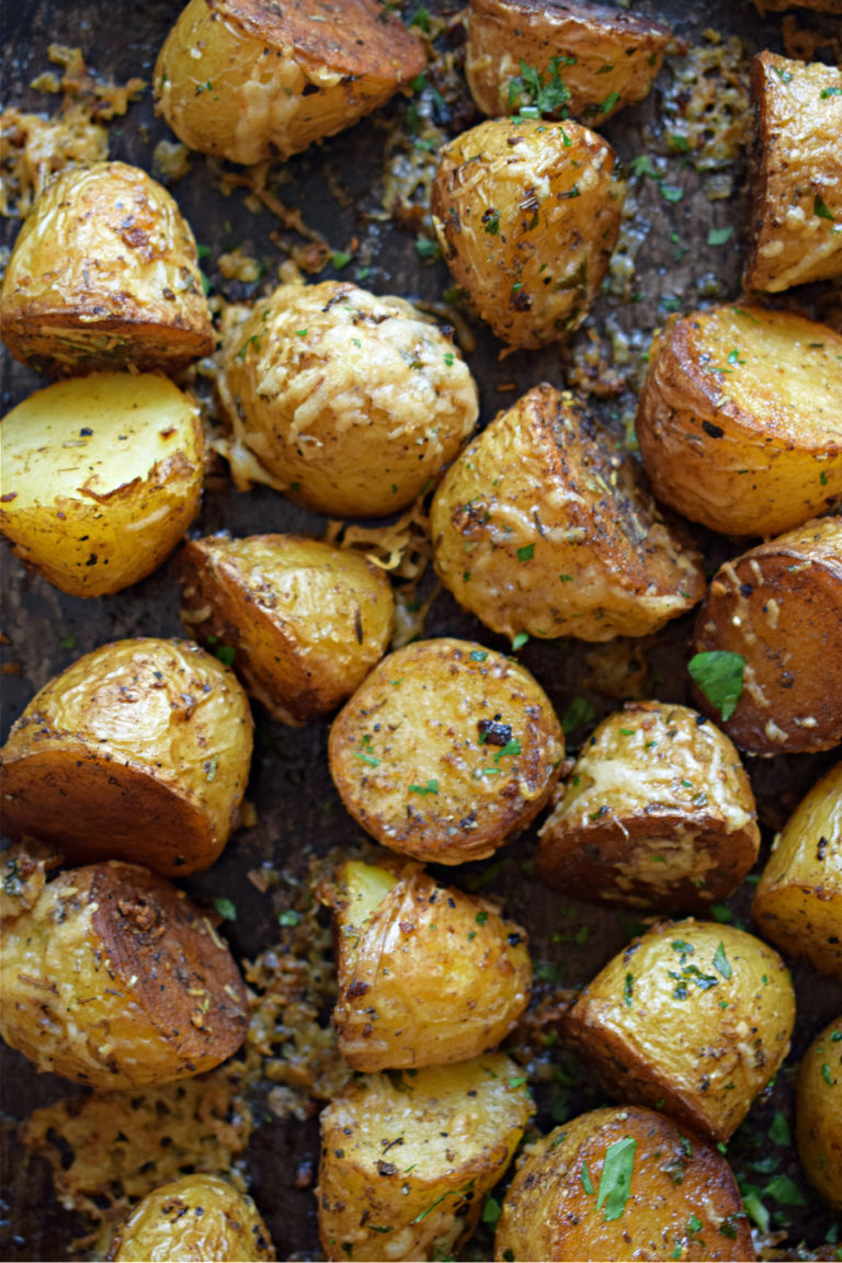 Crispy Oven Roasted Parmesan Baby Potatoes - Julia's Cuisine