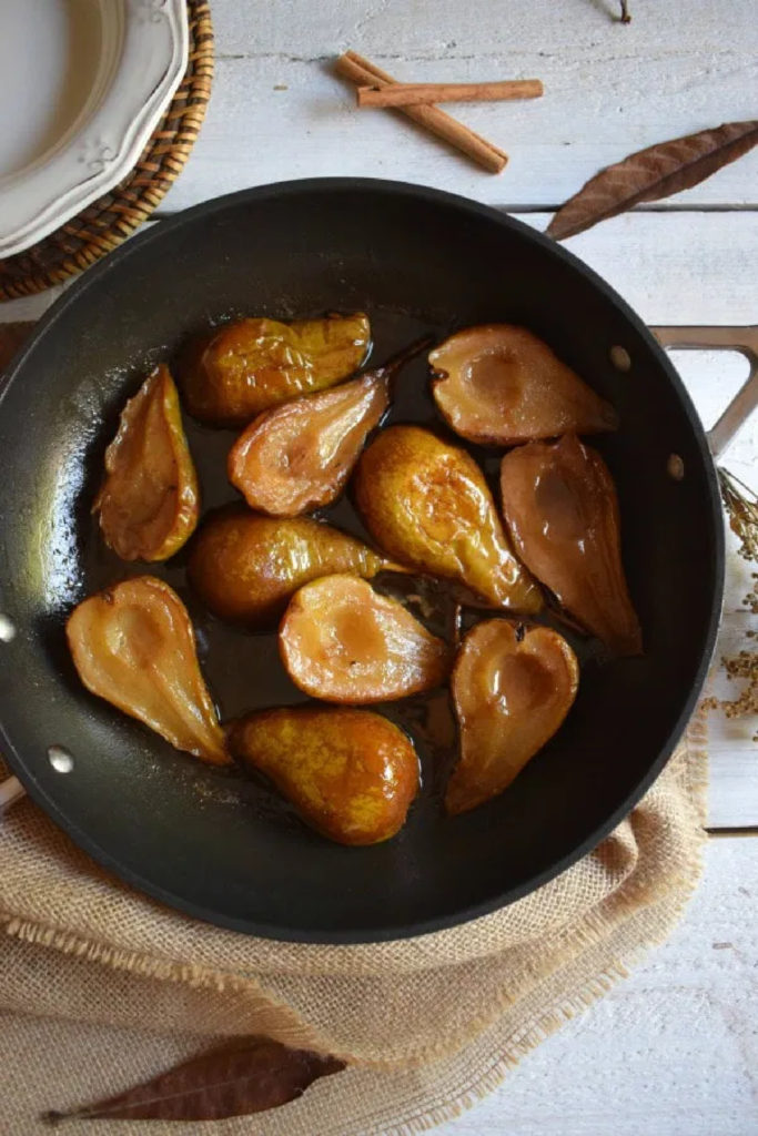 Caramelized Pears in a skillet