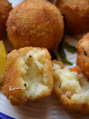 close up of the Arancini made wiht leftover risotto