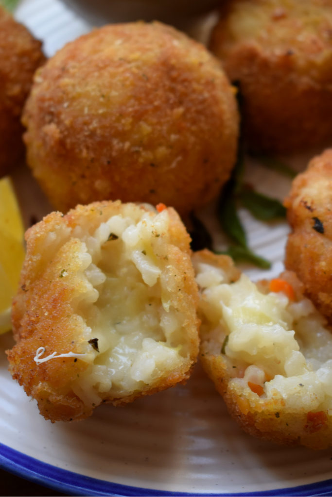 Close up of the Arancini made with leftover risotto.