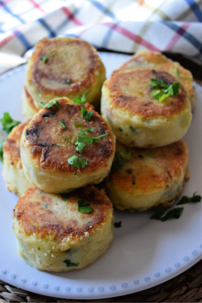close up of the potato and leek cakes