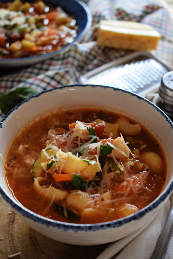 close up view of the minestrone soup