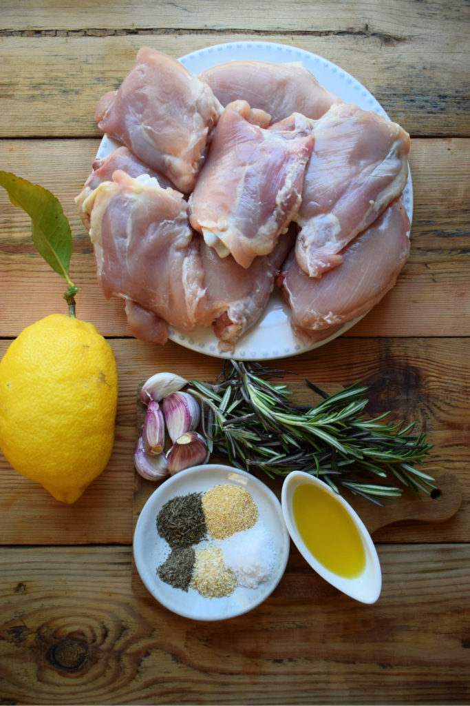 Ingredients to make the slow cooker lemon rosemary chicken