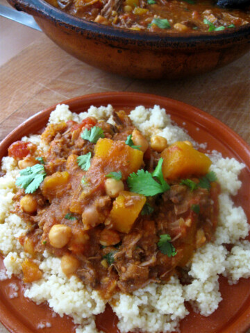 close up of the beef and squash tagine