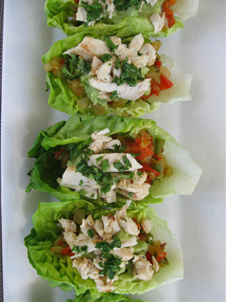over head view of the chicken and avocado salad cups