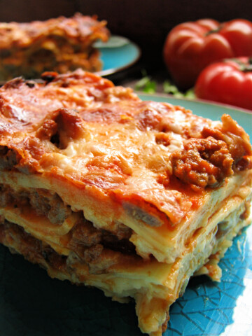 close up of the classic lasagna