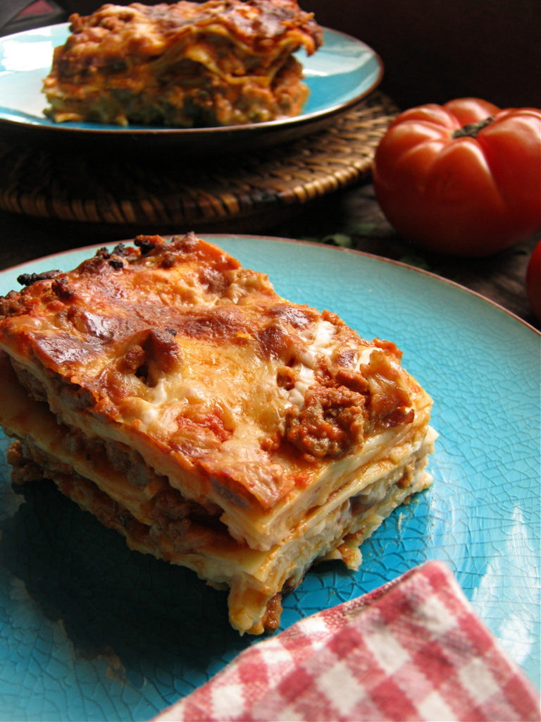 close up of the classic lasagna