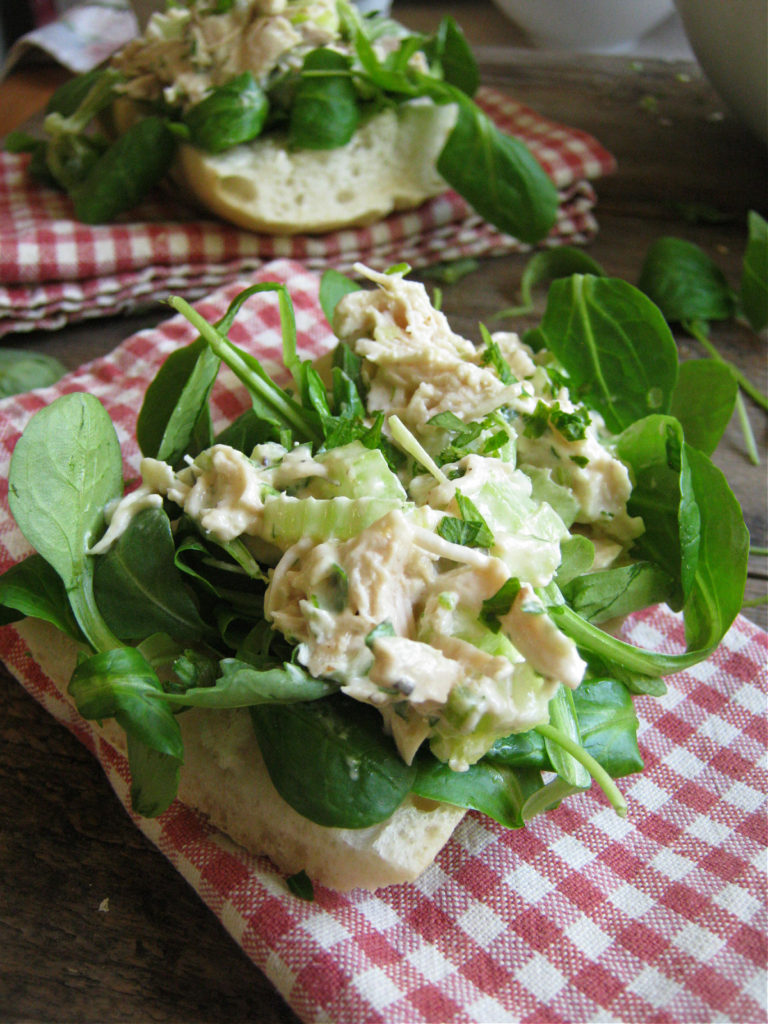 close up of the Easy Chicken Salad Sandwiches