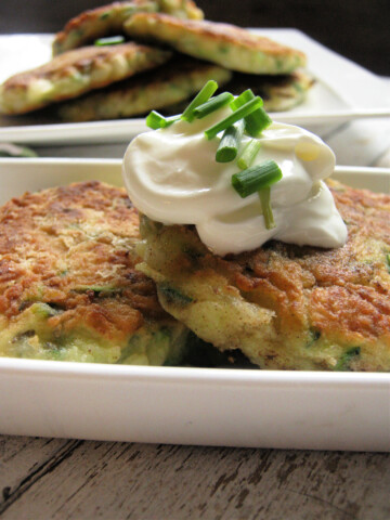 cloe up of the zucchini fritters